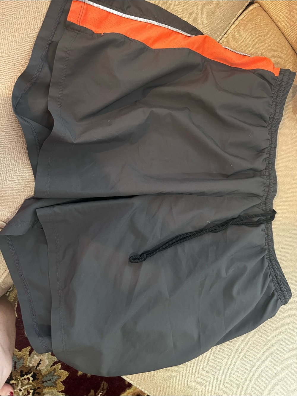 Lucy Men's Athletic shorts  - Black with Orange Trim- xl